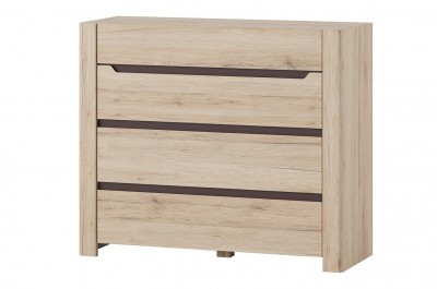 Comoda din pal, cu 4 sertare Desjo 11 Stejar San Remo, l110xA42xH93 cm