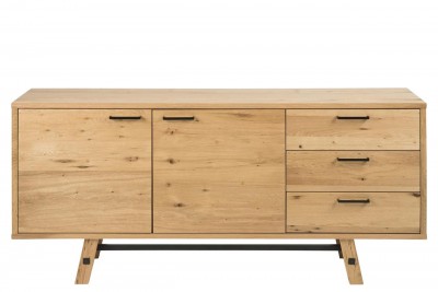 Comoda din furnir si metal, cu 3 sertare si 2 usi Stockholm Natural, l180xA44xH85 cm