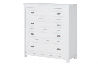 Comoda din furnir si pal, cu 4 sertare Madison 11 Alb, l102xA42xH110 cm