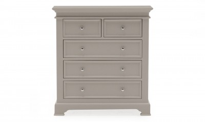 Comoda din lemn de pin si MDF, cu 5 sertare Deauville Taupe, l90xA42xH97 cm