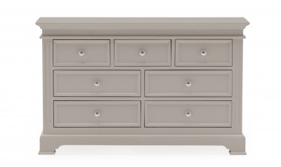 Comoda din lemn de pin si MDF, cu 7 sertare Deauville Taupe, l120xA50,5xH80 cm