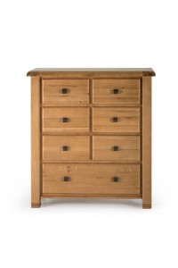 Comoda din lemn de stejar, cu 7 sertare York Oak, l120xA40xH117 cm