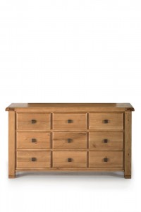 Comoda din lemn de stejar, cu 9 sertare York Oak, l150xA45xH82,5 cm