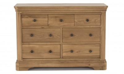 Comoda din lemn de stejar si furnir, cu 7 sertare Carmen Oak, l123xA45xH85 cm