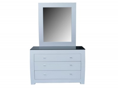 Comoda din MDF cu oglinda si 3 sertare Newport White, l120xA50,5xH80 cm