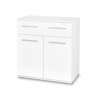Comoda din pal cu 1 sertar si 2 usi Liamis KM-1 Alb, l77xA40xH82 cm