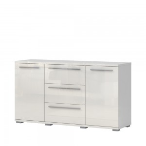 Comoda din pal, cu 2 usi si 3 sertare, Piano K23/PN Large Bej, l153xA45xH85 cm