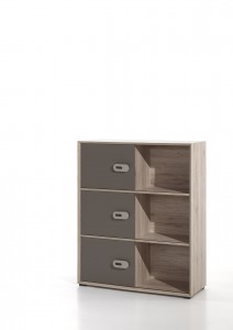 Comoda din pal cu 3 usi culisante, pentru copii Emiel Maro / Stejar, l100xA40xH120 cm