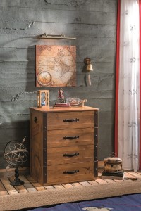 Comoda din pal, cu 4 sertare, pentru copii, Pirate Maro, l68xA48xH82 cm