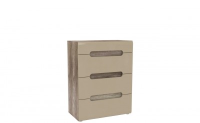 Comoda din pal, cu 4 sertare Tadita Stejar / Bej, l80xA43,2xH104,1 cm