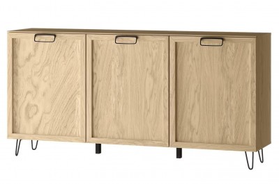 Comoda din pal, furnir si lemn, cu 3 usi, Limbo 47 Stejar Artisan, l180xA42xH89 cm