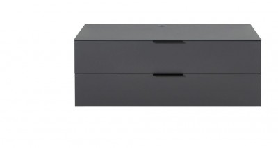 Comoda din pal si MDF cu 1 sertar si 1 usa, Madeline Grafit, l140xA44xH61 cm