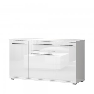 Comoda din pal si MDF, cu 1 sertar si 3 usi, Piano K150-3K1F/PN Alb, l150xA45xH85 cm