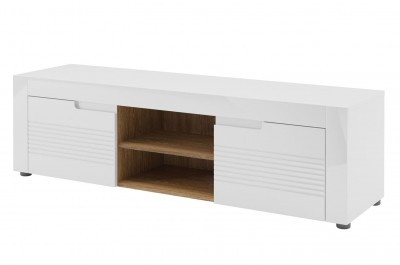 Comoda TV din pal si MDF, cu 2 usi  Belfort 25 Alb, l150xA41xH44 cm