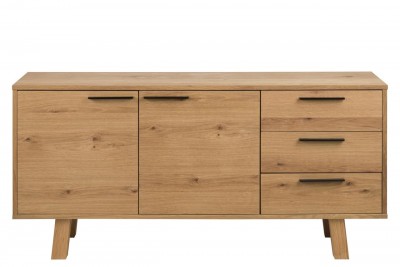 Comoda TV din furnir, cu 2 usi si 3 sertare Chara Stejar, l150xA40xH71 cm