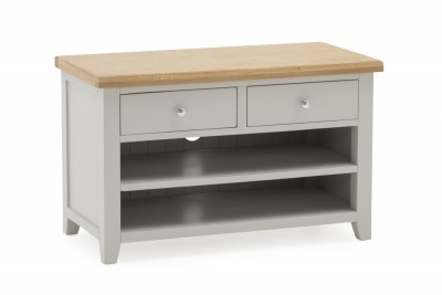 Comoda TV din lemn de pin si MDF, cu 2 sertare Ferndale Grey / Oak, l89xA44xH55 cm