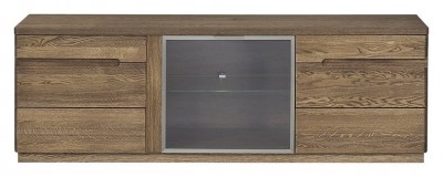 Comoda TV din lemn si furnir, cu 3 usi Negro Tall 26 Oak, l180xA42xH59 cm