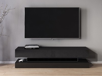 Comoda TV din MDF si pal, cu 2 sertare, Cosmina Negru, l140xA33,8xH45 cm