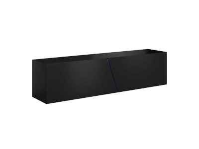Comoda TV din MDF si pal, cu 2 usi si LED inclus, Simina Negru, l160xA40xH35 cm