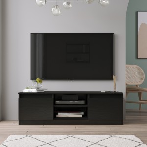 Comoda TV din pal, cu 2 usi Silva SV1-LB Negru, l120xA40xH37,3 cm