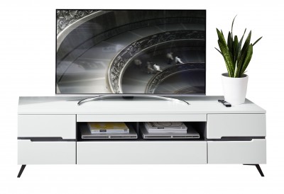 Comoda TV din pal si MDF, cu 1 sertar si 2 usi Dakota Large Alb, l190xA47xH53 cm