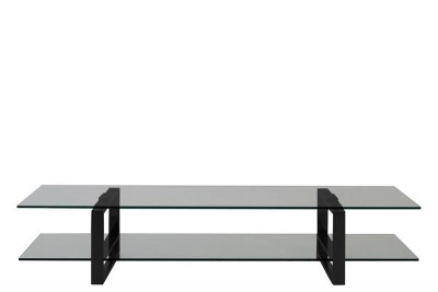 Comoda TV din sticla si metal Katrine Maro / Negru, l120xA45xH32 cm