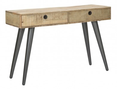 Consola din lemn de mango si metal, cu 2 sertare Belgrado Natural / Negru, l115xA40xH76 cm