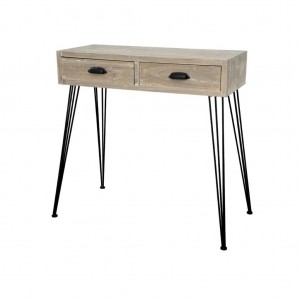 Consola din lemn de plop si MDF cu 2 sertare Loano LO012, l80xA36xH80 cm