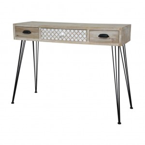 Consola din lemn de plop si MDF cu 3 sertare Loano LO013, l105xA36xH80 cm