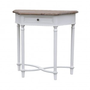 Consola din lemn de plop si MDF cu 1 sertar Ravenna White RA033, l81xA35xH79 cm