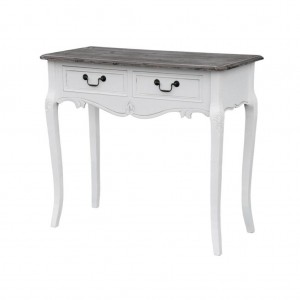 Consola din lemn de plop si MDF cu 2 sertare Rimini White RI016W, l90xA40xH78 cm