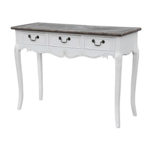 Consola din lemn de plop si MDF cu 3 sertare Rimini White RI017W, l110xA40xH78 cm