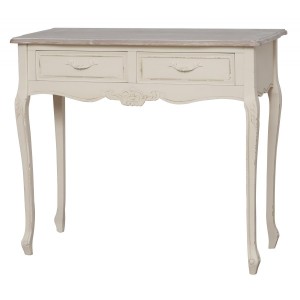 Consola din lemn de plop si MDF cu 2 sertare Savona Cream SAV016, l90xA40xH80 cm