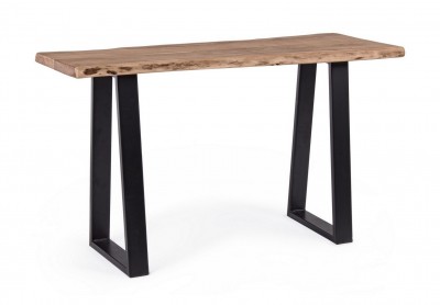 Consola din lemn de salcam si metal, Artur Natural / Negru, l130xA45xH76 cm