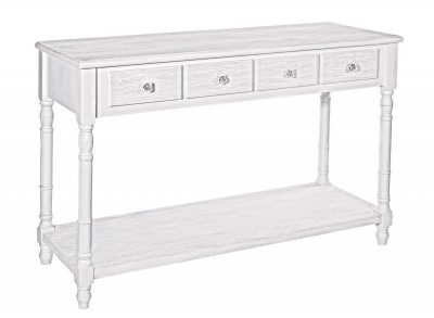 Consola din MDF, cu 4 sertare, Blanc Alb, l121,5xA41xH78,5 cm