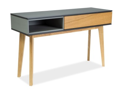 Consola din MDF, furnir si lemn, cu 1 sertar Rogelyn C Stejar / Grafit, l120xA40xH75 cm