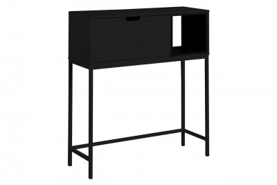 Consola din MDF si metal, cu 1 usa Satley Negru, l91,5xA30xH100 cm