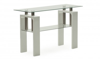 Consola din MDF si sticla Calico White, l110xA40xH68,5 cm