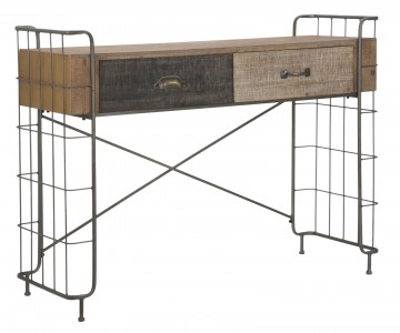 Consola din lemn si metal, cu 2 sertare Express Natural, l122xA43,5xH92 cm