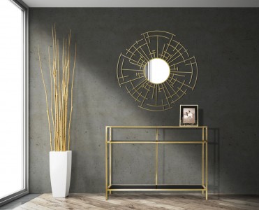 Consola din metal si sticla Classic Auriu / Negru, l110xA40xH80 cm