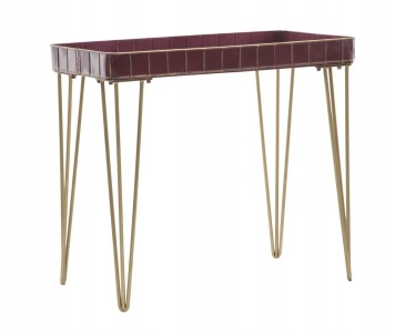 Consola din metal si sticla Glam Bordeaux, l70,5xA35,5xH62 cm