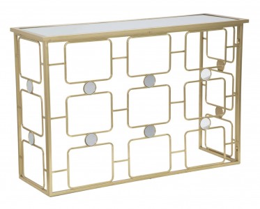 Consola din metal si sticla Glosh Auriu, l120xA40xH80 cm