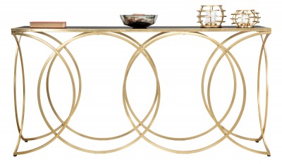 Consola din metal si sticla Infinity Negru / Auriu, l160xA40xH79 cm