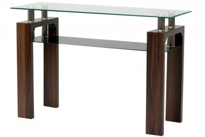 Consola din sticla si MDF Maya Walnut, l115xA43xH75 cm