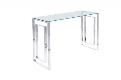 Consola din sticla si metal Alucia C Transparent / Crom, l120xA40xH78 cm