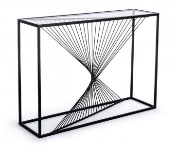 Consola din sticla si metal, Espiral Transparent / Negru, L107xl30,5xH79 cm