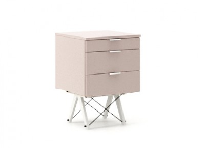 Dulap cu 3 sertare Basic White Dusty Pink