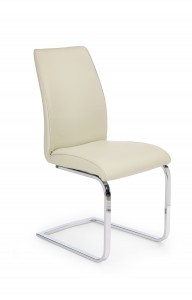 Scaun tapitat cu piele ecologica, cu picioare metalice Cornell Cream, l44xA60xH97 cm