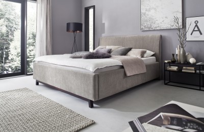 Pat tapitat cu stofa Coron Taupe, 200 x 180 cm