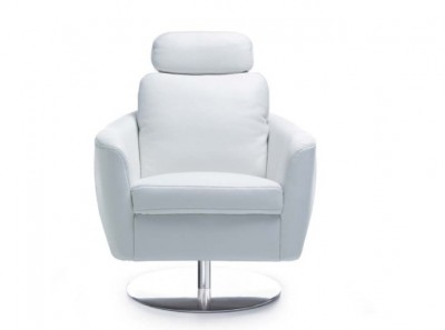 Fotoliu tapitat cu piele ecologica Cortina White, l77xA88xH95 cm